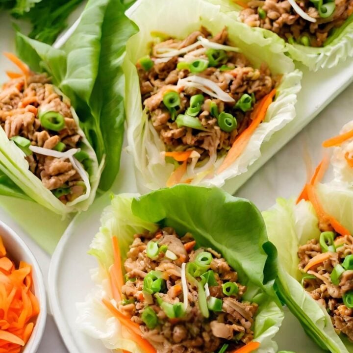 Ground Turkey Asian Lettuce Wraps are a family friendly low carb meal for the 17 Day Diet