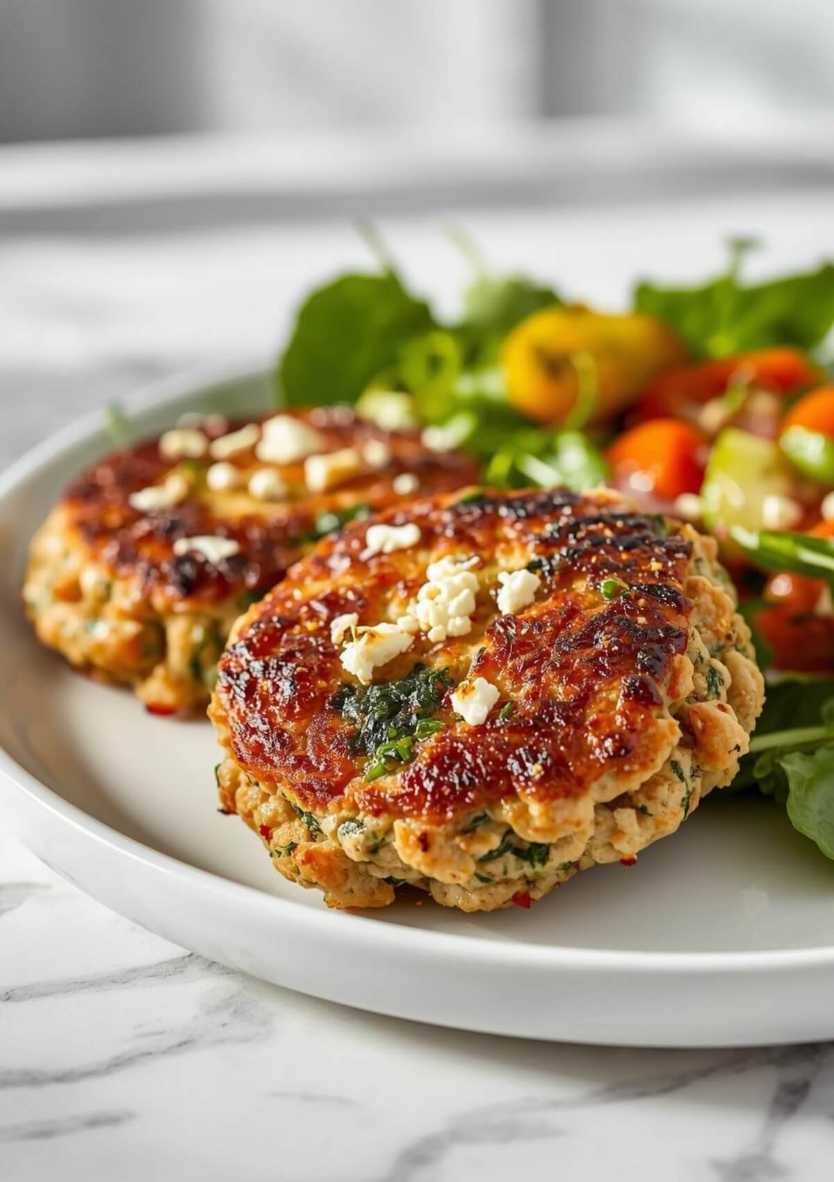 Chicken Feta Spinach Burgers are a great low carb grilling recipe if you're trying to lose weight