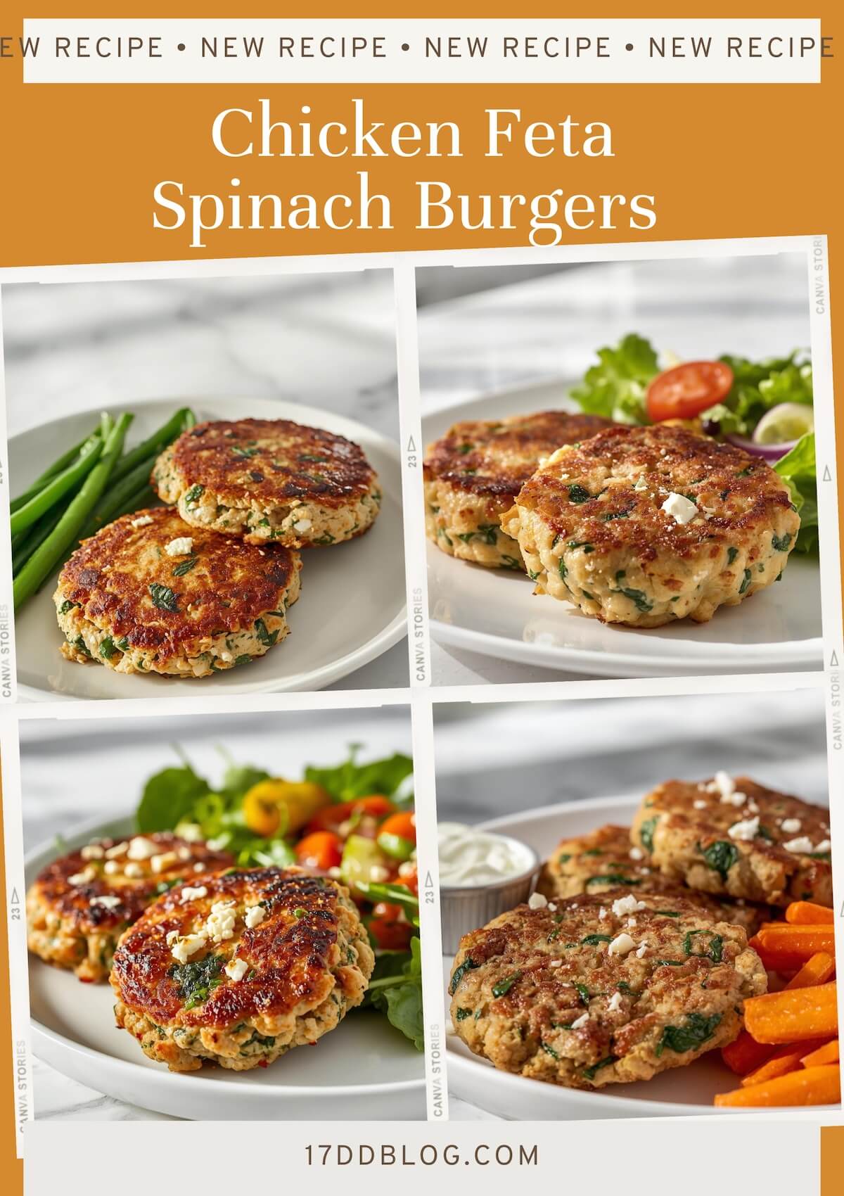 These Low Carb Chicken Feta Spinach Burgers are a great low carb meal option that the entire family will love!