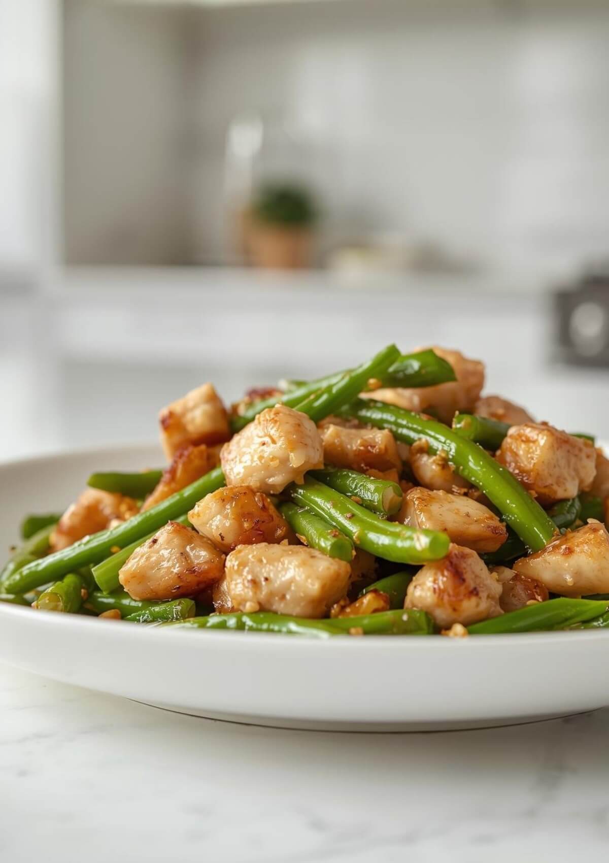 Lemony Chicken and Green Bean Stir Fry is a great low carb dish for the entire family