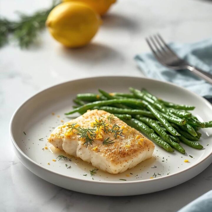Lemon-Dill Cod with Green Beans is a low carb dish that is perfect for the entire family